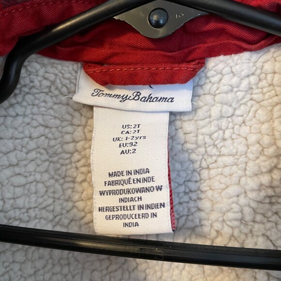 Tommy Bahama Kids Red Plaid Sherpa Lined Jacket 2T Cotton & Polyester - Picture 7 of 8